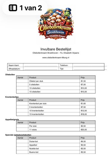 Druk uw Bestellijst af